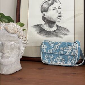 Blue Beaded Anthropologie Baguette Purse